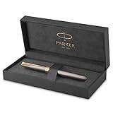 PARKER Sonnet Rollerball Pen | Grey Lacquer with Gold Trims | Fine Stainless Steel Point | Black Ink Refill | Gift Box | Perfect Graduation Gifts