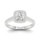 SISGEM Natural Diamond Ring, 9ct White Gold Diamond Halo Engagement Ring for Her, 0.288ct, F-G, SI, Personalised Ring, for Women Ladies Engagement Wedding (Size: I)