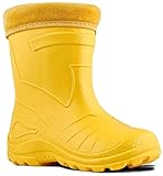 Ultra Light EVA Kids Girls Wellington Boots Rainy Snow Wellies Very Warm Liners (10 UK - 27 EU 17.5cm, Yellow)