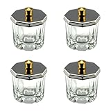 KADS 4Pcs Crystal Glass Dappen Dish for Acrylic Liquid, Nail Dip Powder, Monomer, and Nail Polish Remover