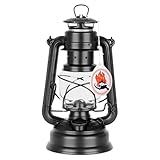 Feuerhand 276 Outdoor Hurricane Oil Lantern - German-Made Since 1893, Paraffin Lamp with Galvanized Steel, Rust-Resistant Kerosene, 300ml Tank, 20 Hour Burn, Safe Hanging or Table Use, Matte Black