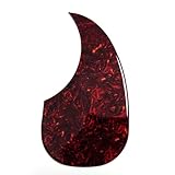 Acoustic Guitar Pickguard Brown Tiger Shell for Martin D45, 2MM Self-Adhesive Scratch Plate, Teardrop Shape, Universal Fit for 40-41 Inch Guitars Folk Guitar Replacement Parts