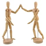 2pcs Wooden Mannequin Body, 21cm/8 Inch Drawing Mannequin, with Stand - Flexible Joints Artist Manikin Wood Model Human Artists Mannequin with Stand for Art, Home Decoration