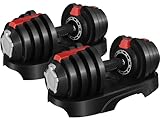 Yaheetech Adjustable Dumbbells 12.5KG/18KG/24KG/40KG Dumbbell Set Space-Saving Adjustable Weights with Safety Locking Mechanism, Home Gym Strength Training Equipment for Full Bodybuilding