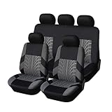 WINGOT Car Seat Covers For Audi GENUINE A3 A4 A5 A6 A7 A8 Q3 Q5 Q7, Fit Full Set Car Seat Protectors, 3D Tyre Print, Airbag Compatible, Car Seat Accessories,Grey- 5 seats