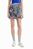 Desigual Lettering Mini Skirt Handdrawn Arty Print 23SWFW13 2000 Black
