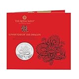 2024 Lunar Year of Dragon UK £5 Brilliant Uncirculated Coin in Mint Sealed Pack