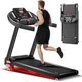 Folding Treadmill with 16% Adjustable Incline, 2.5HP Quiet Brushless Motor, 265LBS Capacity, 12KM/H Foldable Walking Running Treadmills Machine