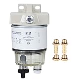 Boat Fuel Filter, 10 Microns Fuel Water Separator,30 GPH R12T Boat Marine Rotation Plastic Fuel Filter Water Separator Fit for Speedboat Oil Tanker with Automatic Vent Drain