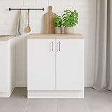 Dmora - Sink Cabinet 2 Doors Deruta, Under-sink Base, Cabinet with Doors, Base Structure for Sink, 80x60 h90 cm, White and Oak