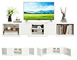 IRONCK Extendable TV Stand Cabinet 160-200cm, Corner TV Unit with 2 Doors & Adjustable Shelves, Wooden TV Cabinets for up to 65-75 Inches TVs, Modern TV Console Table for Living Room, Bedroom, White