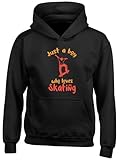 Shopagift Boy Who Loves Skating Kids Hoodie Skateboard Skateboarding Skateboarder Gift Hoody Hooded Top Black