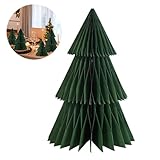 Vintage Christmas Honeycomb Decorations 3D Paper Tree Honeycomb Decorations Honeycomb Paper Christmas Tree Honeycomb Trees Table Centerpiece for Christmas Home Indoor Outdoor Party Decorations Green L