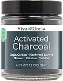 Viva Doria Virgin Activated Charcoal Powder, Hardwood Derived, Food Grade, 34 g Glass Jar