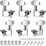 Guitar Machine Heads, 6PCS 3L3R Guitar Tuning Pegs, Acoustic Guitar Tuning Pegs Machine Head Tuners, Knob Tuning key, Guitar Machine Heads, for Electric or Acoustic Guitars, Electroplated Silver