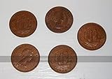 Set of 5 old English ha'pennies