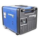 Hyundai 4000W / 4.0kW Portable Petrol Inverter Generator – Electric Start & Remote Keyfob, Wheel Kit, Quiet Closed-Case Design with Pure Sine Wave Output for Home Backup, Camping & Caravans