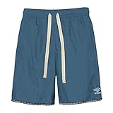 Umbro Men's Solid Crinkle Nylon Short, Indian Teal/Silver Blue, X-Large