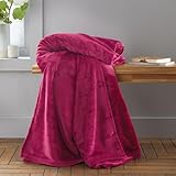 Catherine Lansfield Raschel Velvet Touch 130x170cm Blanket Throw Hot Pink