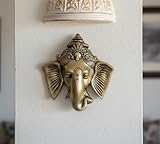 StonKraft 100% Brass Embossed Ganesh Scultpure Wall Hanging for Wall or Door Decor