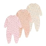 Chamie Baby Sleepsuit Romper Long Sleeve for Baby Boys and Girls,Double Zipper and Neck Protection, 0-3m/3-6m/6-9m/9-12m