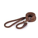 Ancol Deluxe Collection Timberwolf Rope Slip Lead for Dogs - Rich Chocolate Brown Nylon with Handcrafted Sewn Ends - Durable Outdoor Walking Lead for Pets - 1.5m x 12mm