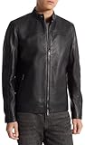 Michael Kors mens Leather Racer Jacket, Black, 3XL