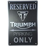 Gfrkklju Triumph Motorcycle Garage Reserved Parking Only metal tin sign Pub Bar Decoration Tin Sign wall art Shabby Chic Decor Plaque-20x30cm