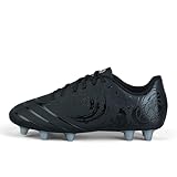 Canterbury Junior Unisex Phoenix Genesis Team Firm Ground Rugby Boots | Hard Surface Traction | Breathable Firm Ground Rugby Boots, Black/Silver Metallic, 3