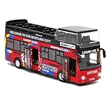 Crelloci London Double Decker Bus Toy-1:32 Scale Die Cast Model Stagecoach Buses Pull Back City Bus Kids Play Vehicle with Light and Sound for Kids Age 3 4 5 6 Years Old Boys Girls (Red)