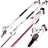 NETTA Cordless 4-in-1 Pole & Handheld Hedge Trimmer and Chainsaw - 20V MAX, Battery & Charger Included, 2.5m Long Reach Telescopic Pole