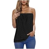 Vest Tops for Women UK,Ladies Strapless Bandeau Tube Top Eyelet Sleeveless Blouses Summer Tops Tunic T Shirts Casual Loose Tank Top Camisoles Casual Tee Shirts