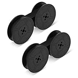 Psyqtsuary 1/2 Inch 2 Pairs Universal Typewriter Ribbon, Vintage Typewriter Ink Ribbon Wide Black Ink Ribbons Twin Spool Typewriters Ribbons Twin Spool Replacement Black for Most Vintage Typewriters