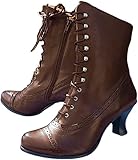 Victorian Style Boots Womens Goth Boots Cowboy Boot Brown Ankle Round Toe Side Women'S Square Toe Western Fashion Ankle Side Heel Vintage Booties