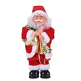 Electric Santa Claus Figure Singing and Dancing Santa Claus Doll Musical Moving Father Christmas Plush Doll Table Desk Fireplace Home Indoor Ornaments