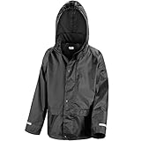 Kids Waterproof Rain Jacket In Black, Pink, Red or Royal Blue Childs Childrens Boys Girls (Black, 9-10 Years)