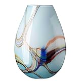 Glass Oval Vase in Blue & Multi Coloured - Oceanic (H30CM)