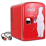 Mini Fridge For Bedrooms 4L Small Fridge 6 Can Table Top Fridge Quiet Mini Fridges For Skincare Office Food Drinks Kids Home Car & Travel 12v Portable Cooler Warmer Refrigerator by Coca-Cola, PB Red
