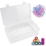CYNNXIA Thread Storage Box 42 Spool Sewing Thread Container Plastic Spool Thread Organiser Empty Thread Holder Box with 50 PCS Bobbin Buddies Colorful Bobbin Holder Clips for Sewing Embroidery