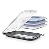 TATAY Cold Meat Containers for Fridge | Set of 4 Standard | Fridge Storage | Removable Lid, Stackable | Microwave, Freezer and Dishwasher Safe | BPA-Free, 17 x 3.2 x 25.2 cm, Pastel Colours