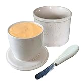 Butter Crock with Knife French Butter Keeper (White dots, Regular)