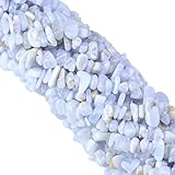 260pcs Natural Blue Lace Agate Crystal Beads Chips 5mm to 8mm Irregular Gemstone Beads with Holes DIY for Bracelet Necklace Earrings Jewellery Making Craft 32 inch