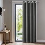 Deconovo Blackout Curtain 52 x 84 Inch Drop Door Curtain Thermal Insulated Energy Saving Eyelet Panels for Bedroom Light Grey 1 PANEL