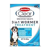 Bob Martin Clear 3-in-1 Wormer for Dogs (4 Tablets) - For Small, Medium and Large Dogs up to 40kg, Clinically Proven Treatment