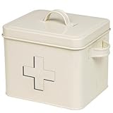 BARGAINS-GALORE Enamel Cream Storage Tin - Home Sweet, Kitchen Food Storage Containers With Lids & Carry Handles | Ideal For Home & Kitchen, Organiser | Strong, Durable & Long Lasting (First Aid Box)