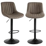 Youhauchair Bar Stools Set of 2, Swivel Counter Height Barstools with Back, Adjustable PU Leather Bar Stool, Modern Kitchen Breakfast Bar Stools, Brown