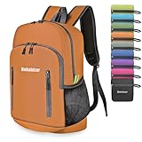 Bekahizar 20L Ultra Lightweight Backpack Foldable Hiking Daypack Rucksack Water Resistant Travel Day Bag for Men Women Kids Outdoor Camping Mountaineering Walking Cycling Climbing (Orange)