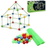 DIY Den Building Kit for Boys Girls, 120 Pcs Fort Building Kit, Kids Construction Straws and Connectors Toys,Fortress Building Kit for Age 5+,Playhouse Indoor Toys Creative Playset Birthday Xmas Gift