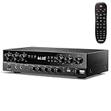 Donner Stereo Receivers, Premium 1000W Peak Power 6 Channel Audio Amplifier with Bluetooth 5.3, USB, FM, 2 Mic-in, Echo, RCA, Fiber/Coaxial Input for Home, Karaoke, Theater Speakers, MAMP6