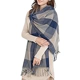 Miss Lulu Women Scarf Winter Long Soft Warm Tartan Check Wrap Wool Spinning Tassel Shawl Stole Scarves Ladies